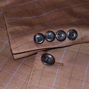 Holland Sherry Bespoke Plaid Blazer Men Sport Coat Jacket Size 42_R Dual Vent